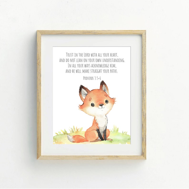 Woodland Animals With Bible Verse Printable Wall Art Set - Etsy