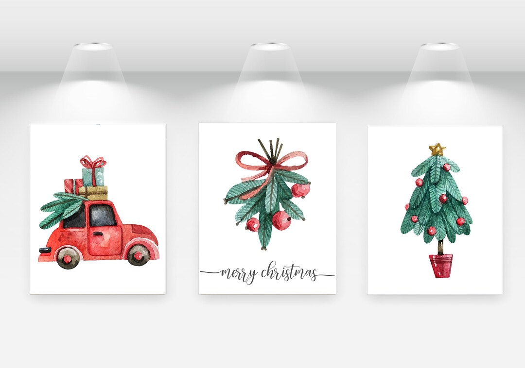 Watercolor Christmas Printable Art Prints Digital Download - Etsy