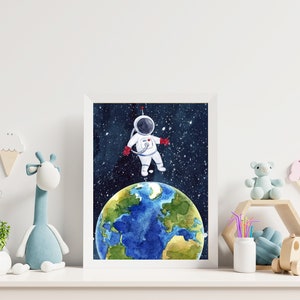 Set of 3 Watercolor Outer Space Wall Art, Digital Download, Printable Wall Art, Watercolor Outer Space Prints, Outer Space Nursery Decor image 8