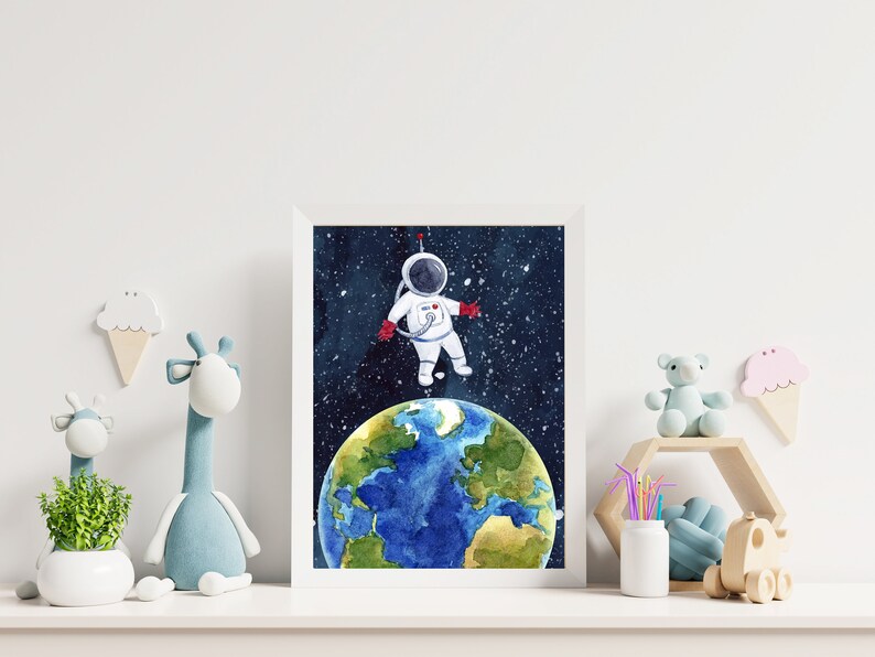 Set of 3 Watercolor Outer Space Wall Art, Digital Download, Printable Wall Art, Watercolor Outer Space Prints, Outer Space Nursery Decor image 8