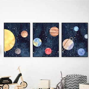 Solar System Wall Art, Digital Download, Printable Wall Art, Outer Space Decor, Nursery Prints, Space Prints, Solar System Nursery Posters