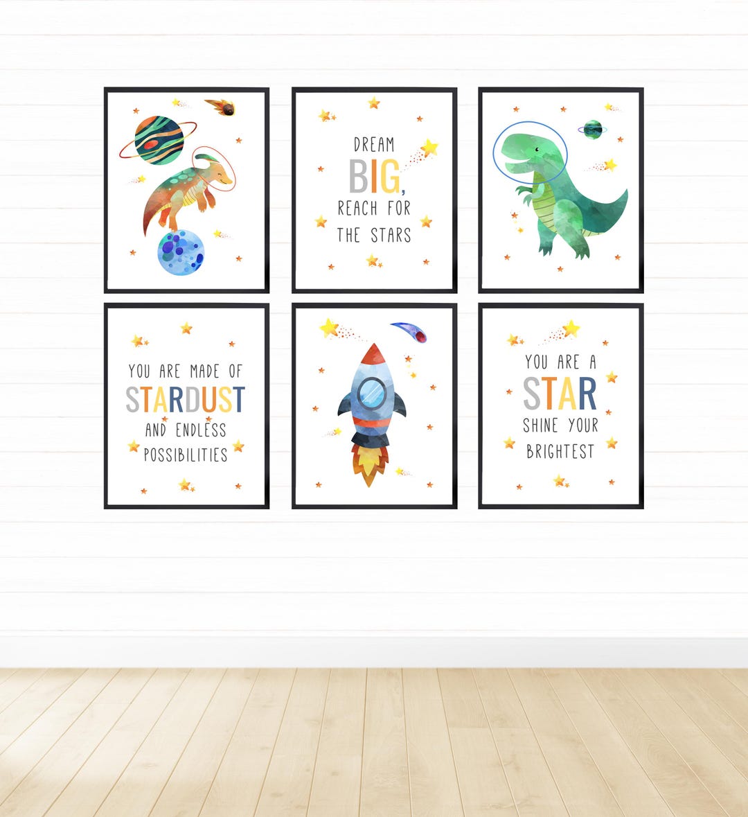 Dinosaurs Astronauts in Space Printable Wall Art, Digital Download ...