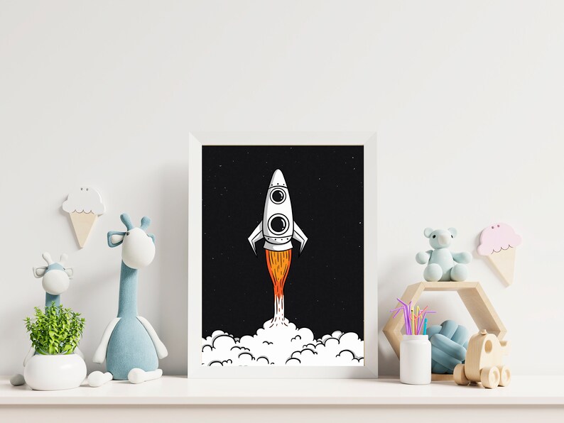 Rocket Printable Wall Art Digital Download Space Wall Art Etsy