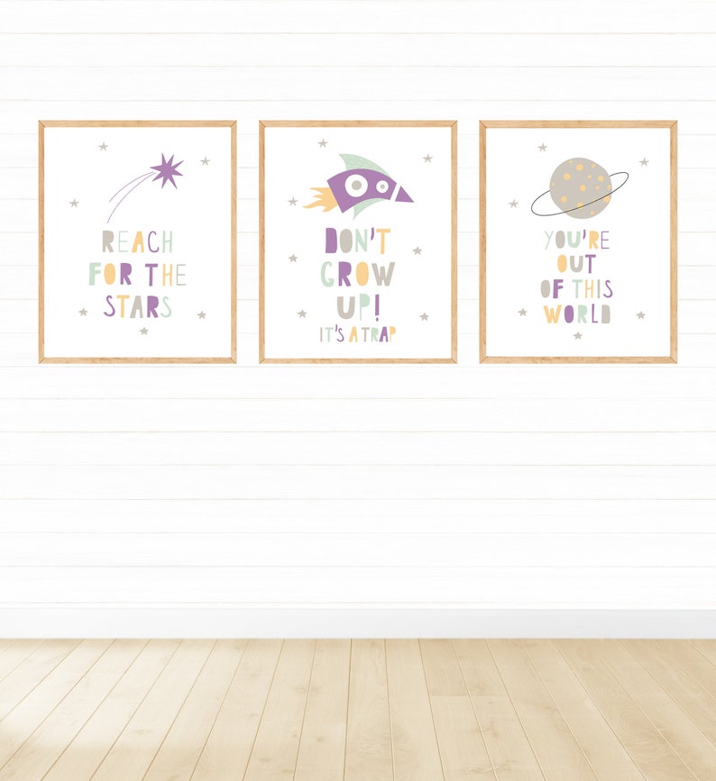 Bedroom Decor Girls Outer Space Printable Wall Art Set Space Prints Nursery Decor Digital Download Kids Room Decor 8x10 11x14 16x20