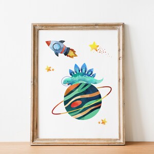 Space Dinosaur Astronauts Printable Wall Art Set, Digital Download ...
