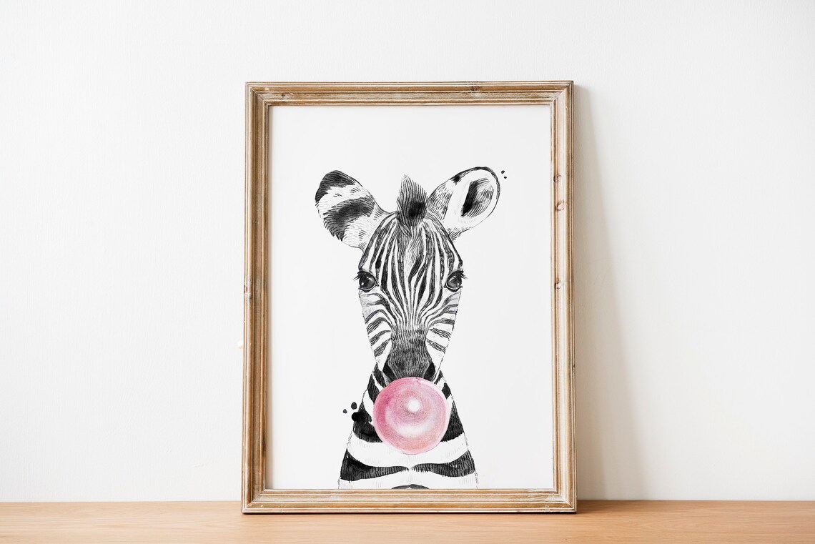 Printable Black and White Zebra Wall Art Set of 2 for Girls Etsy