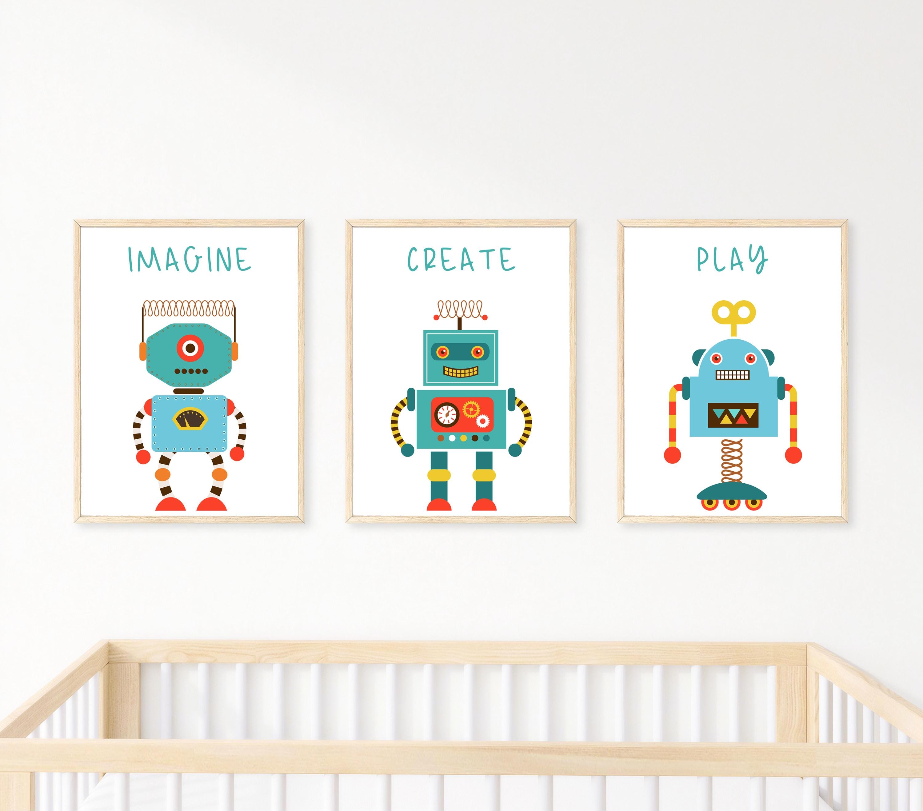 Robots Nursery Prints, Imagine Create Play, Boys Room Decor (digital ...