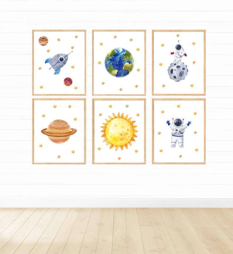 Kids Outer Space Wall Art Set for Nursery Decor Digital | Etsy