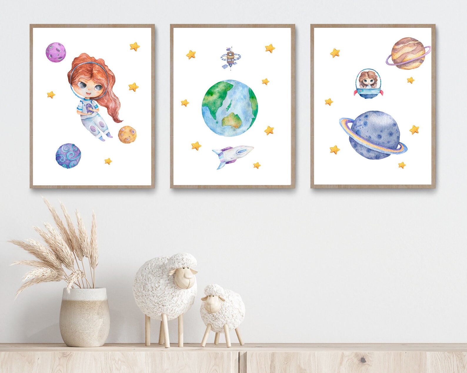 Girls Space Prints Printable Wall Art Digital Download - Etsy
