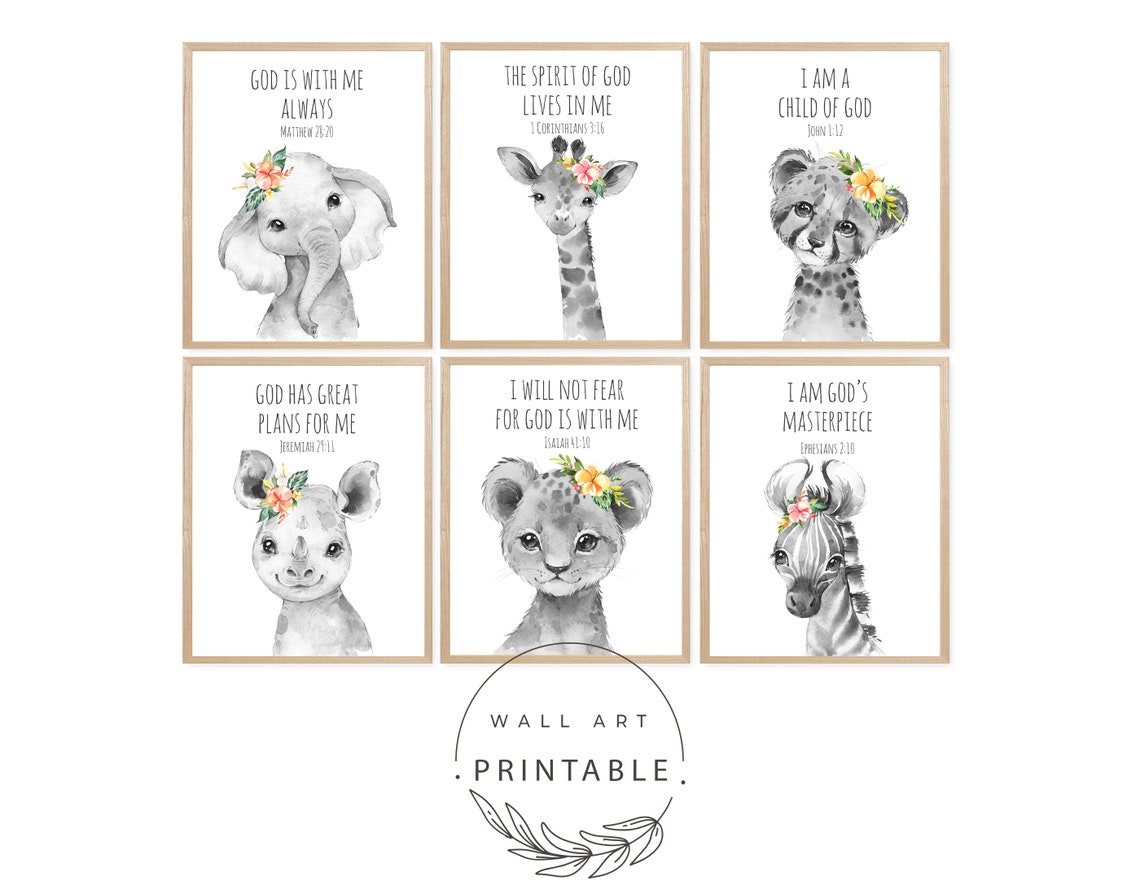 Black and White Animals Printable Wall Art Digital Download - Etsy