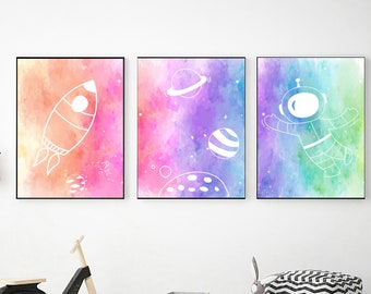 Outer Space Decor, Digital Download, Printable Wall Art, Space Wall Art, Space Print, Girls Bedroom Decor, Kids Room Decor, Nursery Decor