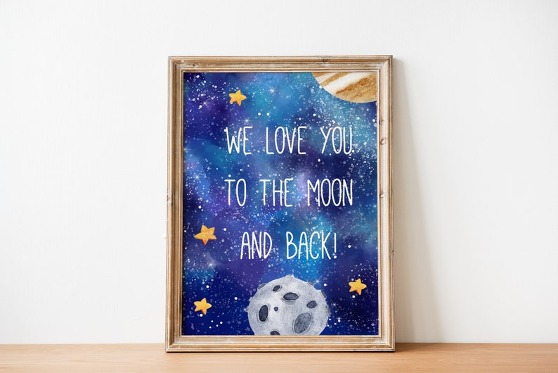 Printable Space Themed Nursery Wall Art Digital Download Etsy