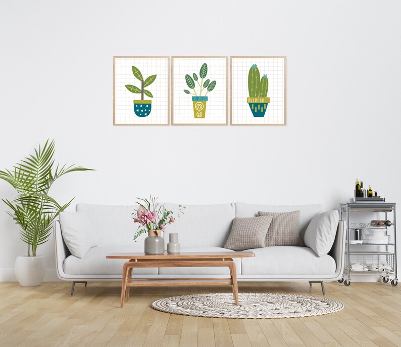 Printable House Plants Wall Art Set of 3 Digital Download Art Etsy