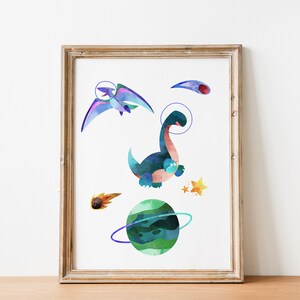 Space Dinosaur Astronauts Printable Wall Art Set, Digital Download ...