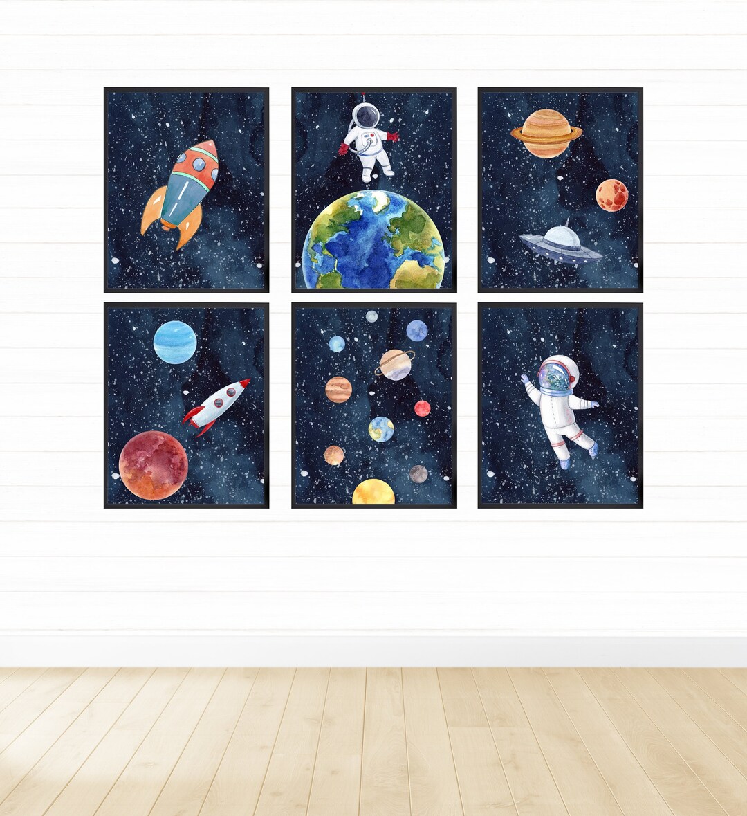 Outer Space Nursery Printable Wall Art Set of 6, Printable Rocket ...