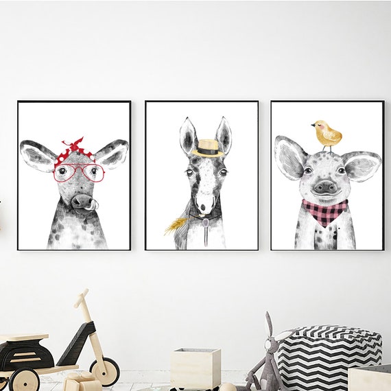 Baby Farm Animal Prints for Nursery Digital Download | Etsy