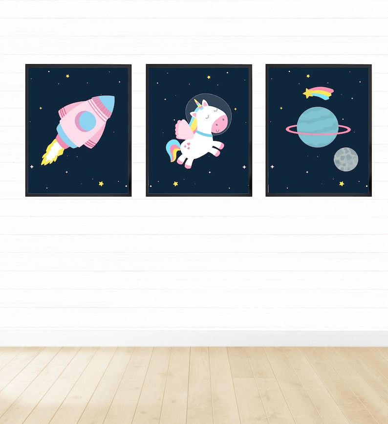 Unicorn in Outer Space Printable Wall Art Digital Download Etsy