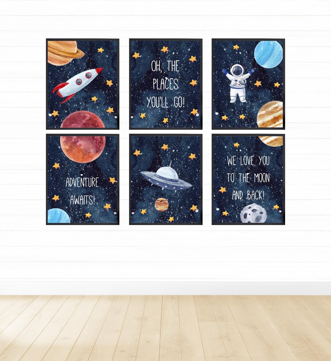 Celestial Space Nursery Prints: Printable Galaxy Wall Art for Kids Room ...
