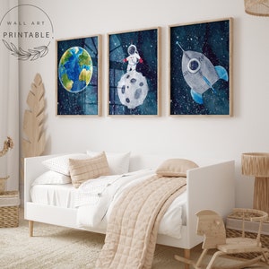 Space Prints, Digital Download, Printable Wall Art, Space Theme Nursery Decor, Outer Space Decor, Boy Bedroom Decor, Kids Room Decor