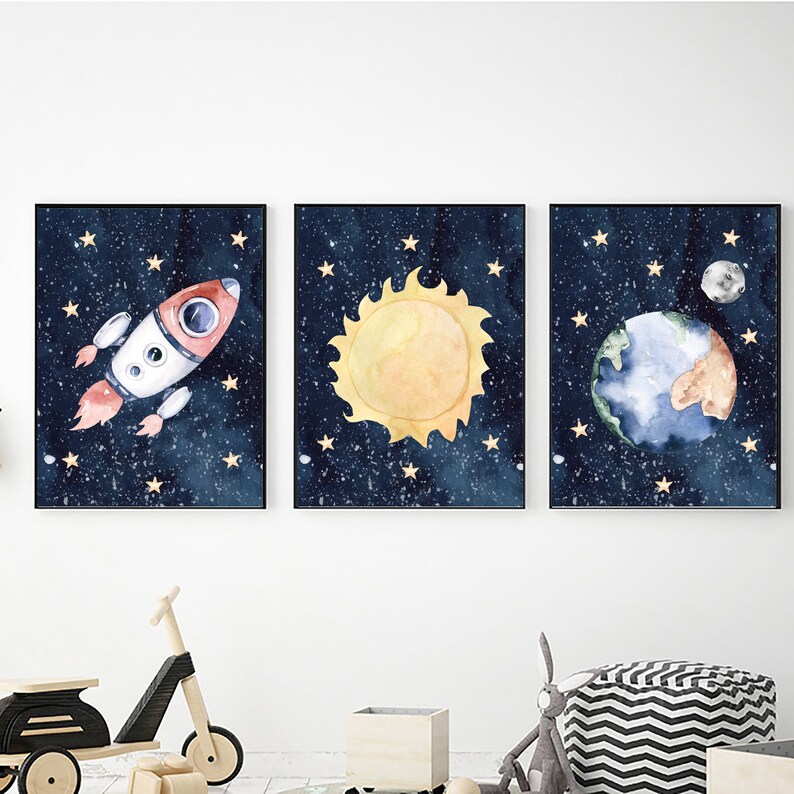 Outer Space Wall Art Set Printable Wall Art Digital Etsy