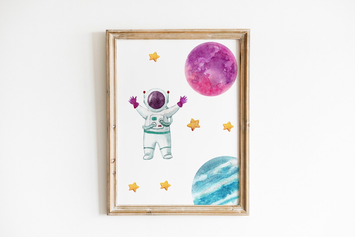 Girl Space Nursery Decor Digital Download Girls Outer Space Etsy