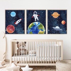 Set of 3 Watercolor Outer Space Wall Art, Digital Download, Printable ...
