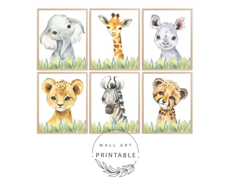 Safari Animals Printable Wall Art Digital Download | Etsy