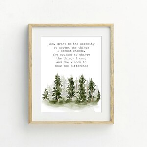 Arte de pared imprimible con oración de serenidad, decoración cristiana para habitación de bebé, versículo bíblico para habitación de bebé y niño pequeño, póster de escrituras basadas en la fe, regalo de bautismo