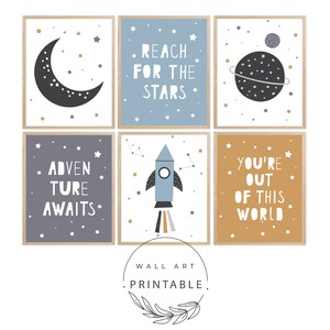 Outer Space Printable Wall Art Set of 6, Digital Download, Space Themed ...