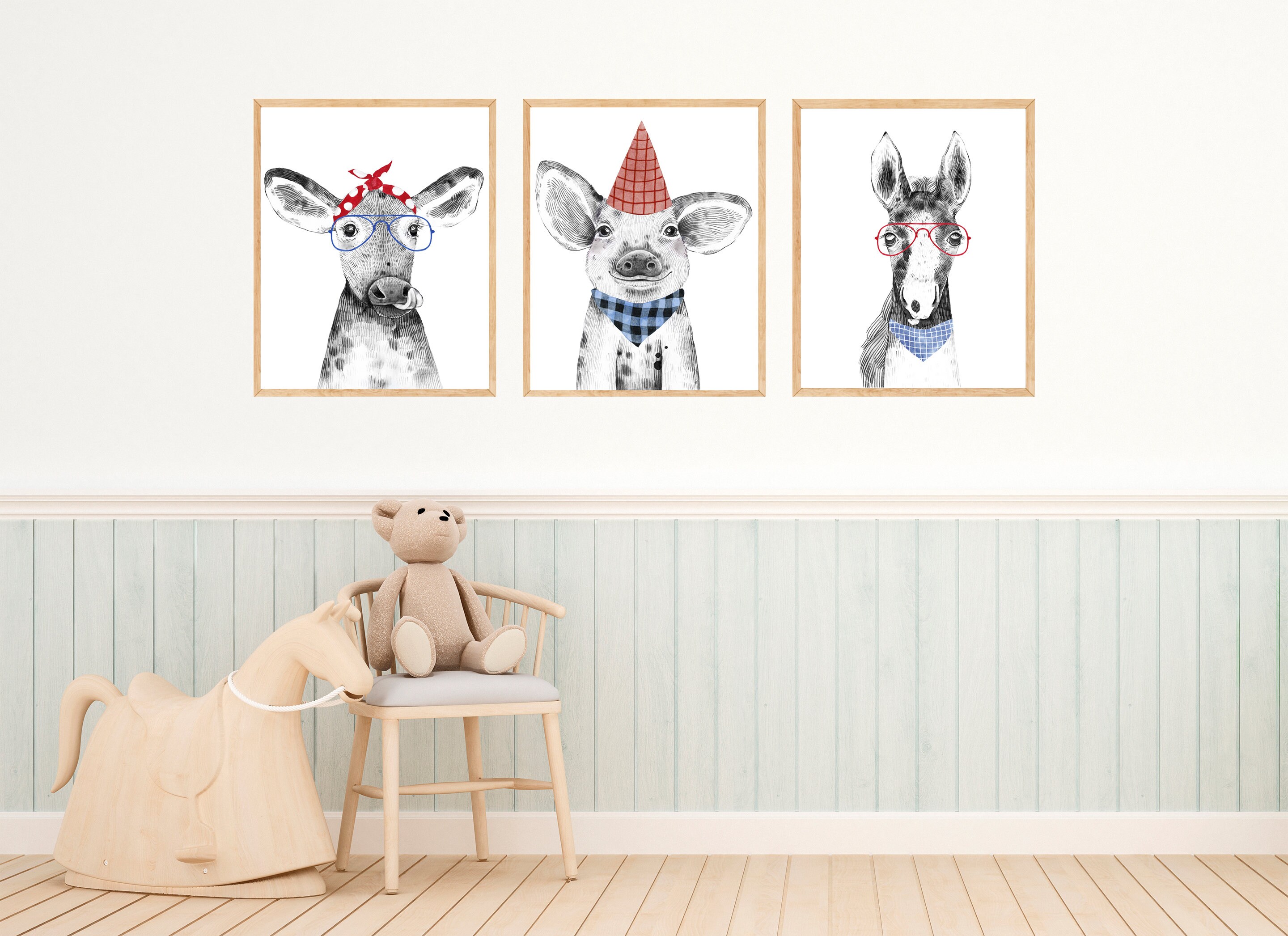 Farm Animal Printable Wall Art for Nursery Decor Digital Etsy