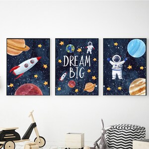 Celestial Space Nursery Printable Wall Art Set of 3, Galaxy Posters for Kids&#39; Outer Space Themed Room Decor, Toddler Digital Prints Download