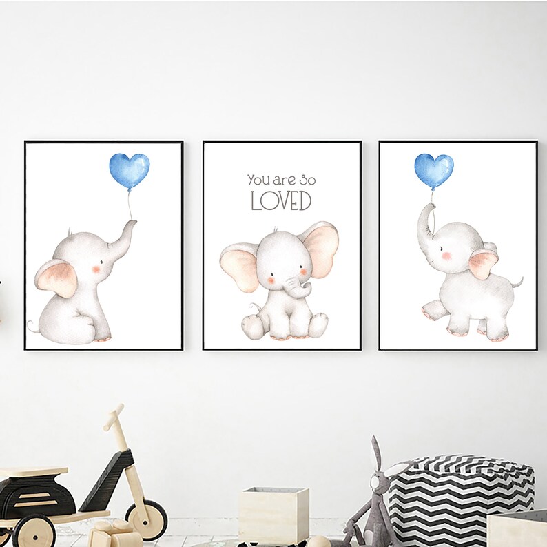 Elephant Nursery Printable Wall Art Decor Digital Download Etsy