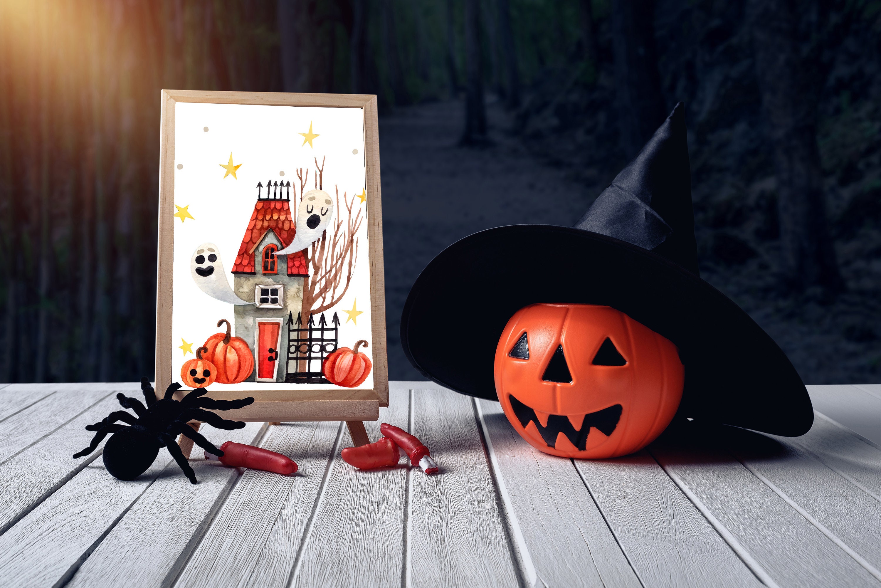 Halloween Decor Set of 3 Printable Wall Art Digital Etsy