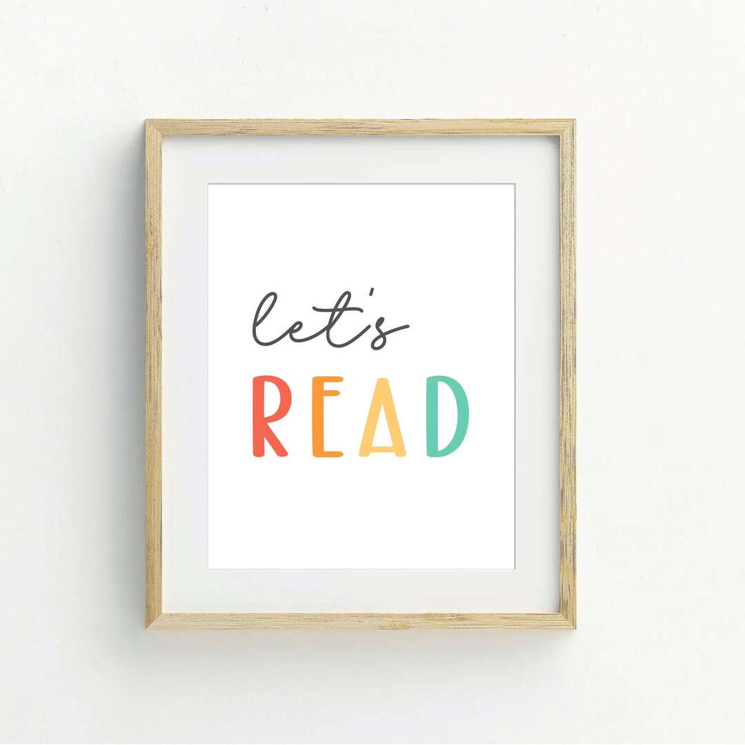 Let's Read Sign, Printable Wall Art, Playroom Printable, Read Wall Art, Playroom Poster, Kids ...