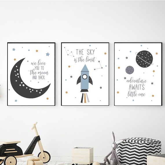Space Printable Wall Art Set of 3 Digital Download Nursery - Etsy