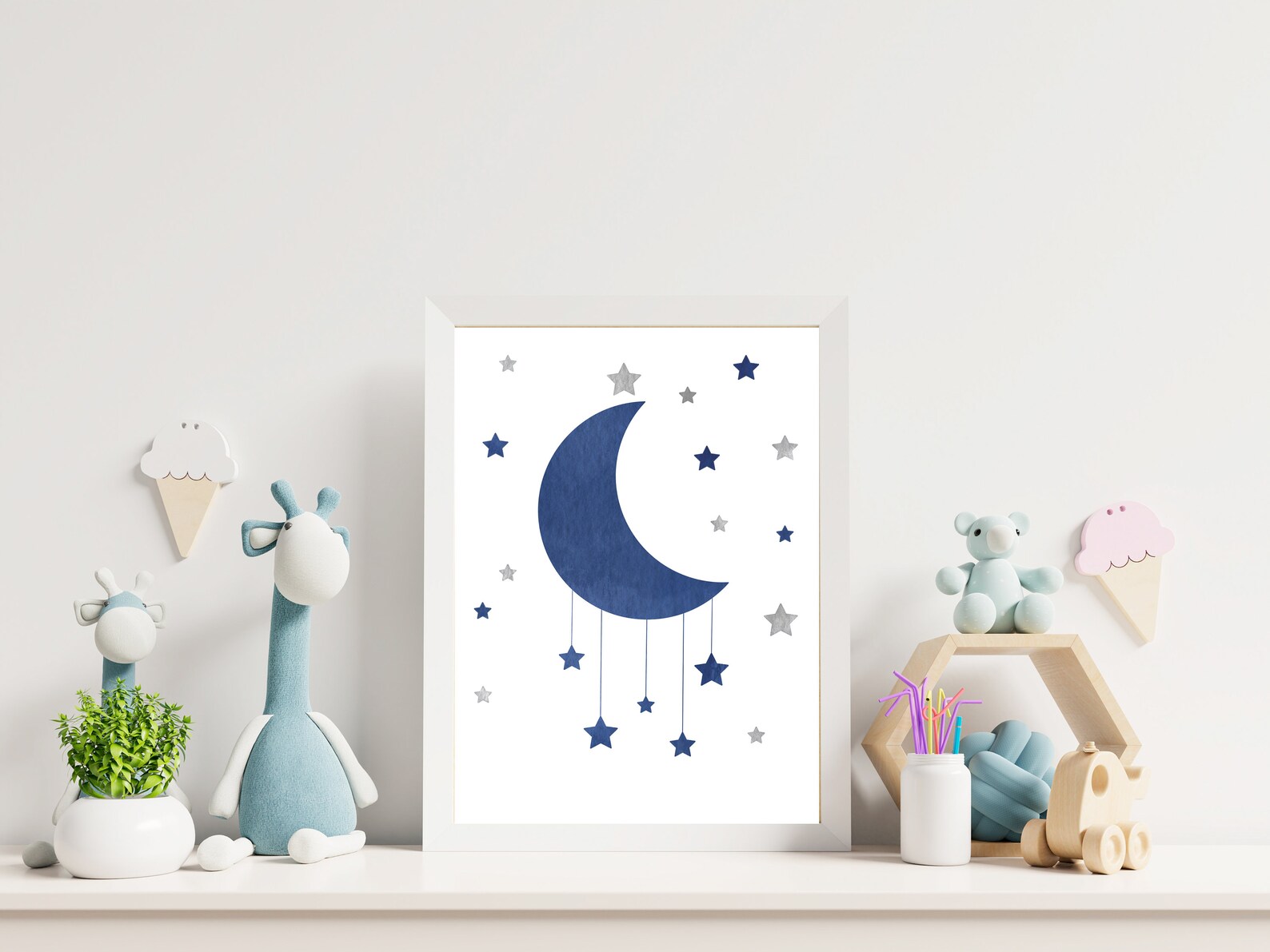 Blue and Grey Printable Wall Art for Nursery Decor Digital Etsy
