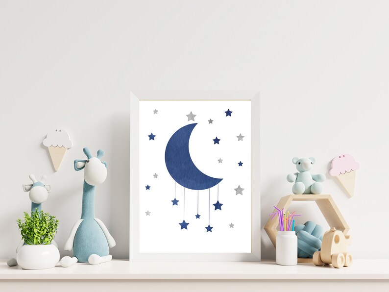 Blue and Grey Printable Wall Art for Nursery Decor Digital | Etsy