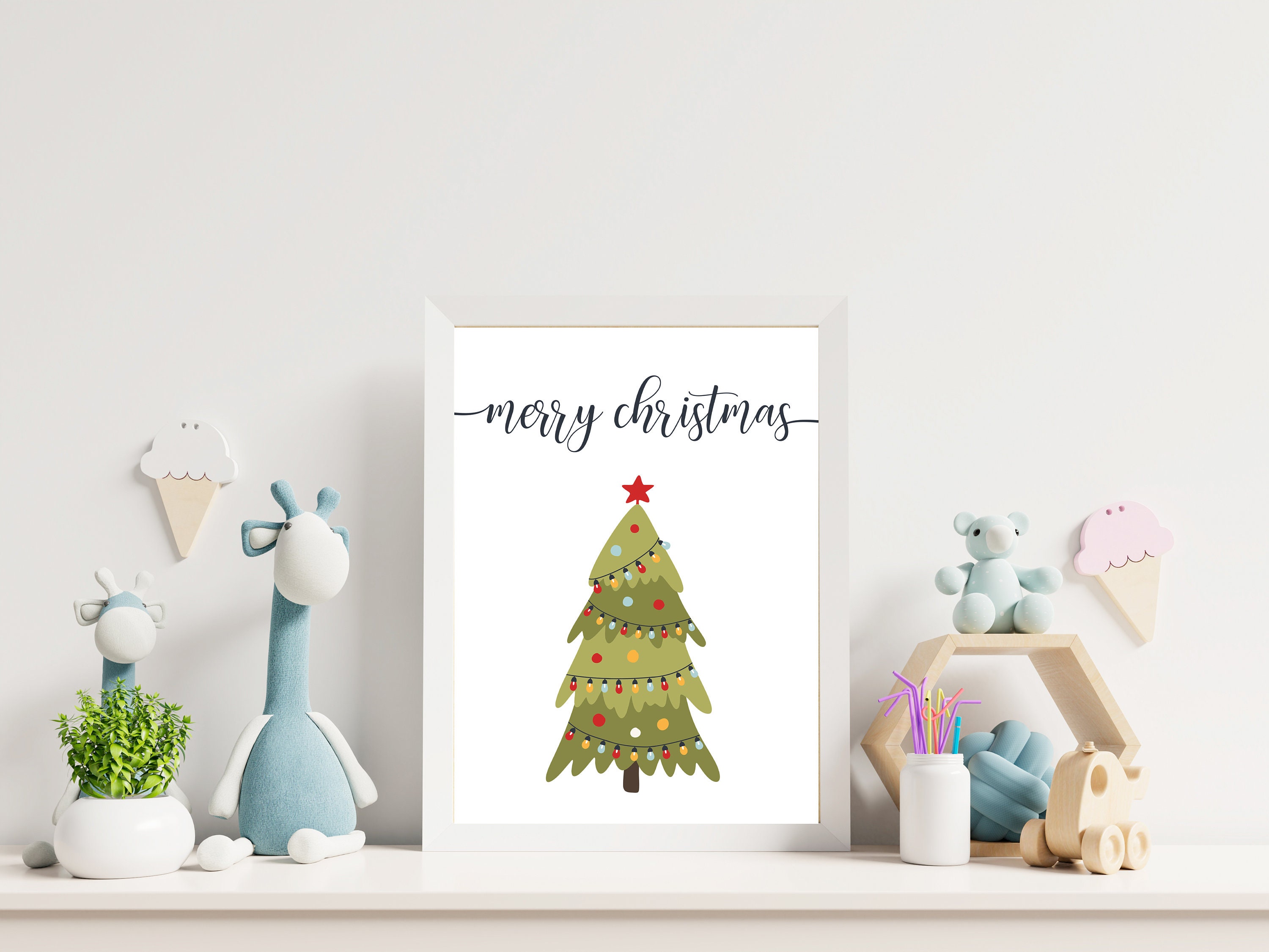 Christmas Tree Wall Art Digital Download Merry Christmas | Etsy