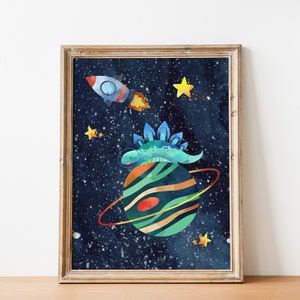 Set of 6 Space Dinosaur Astronauts Printable Wall Art, Digital Download ...