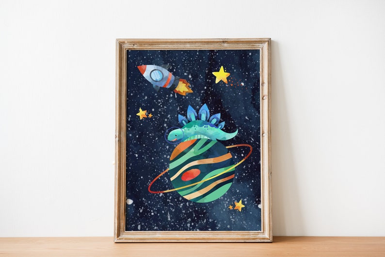 Set of 6 Space Dinosaur Astronauts Printable Wall Art, Digital Download ...