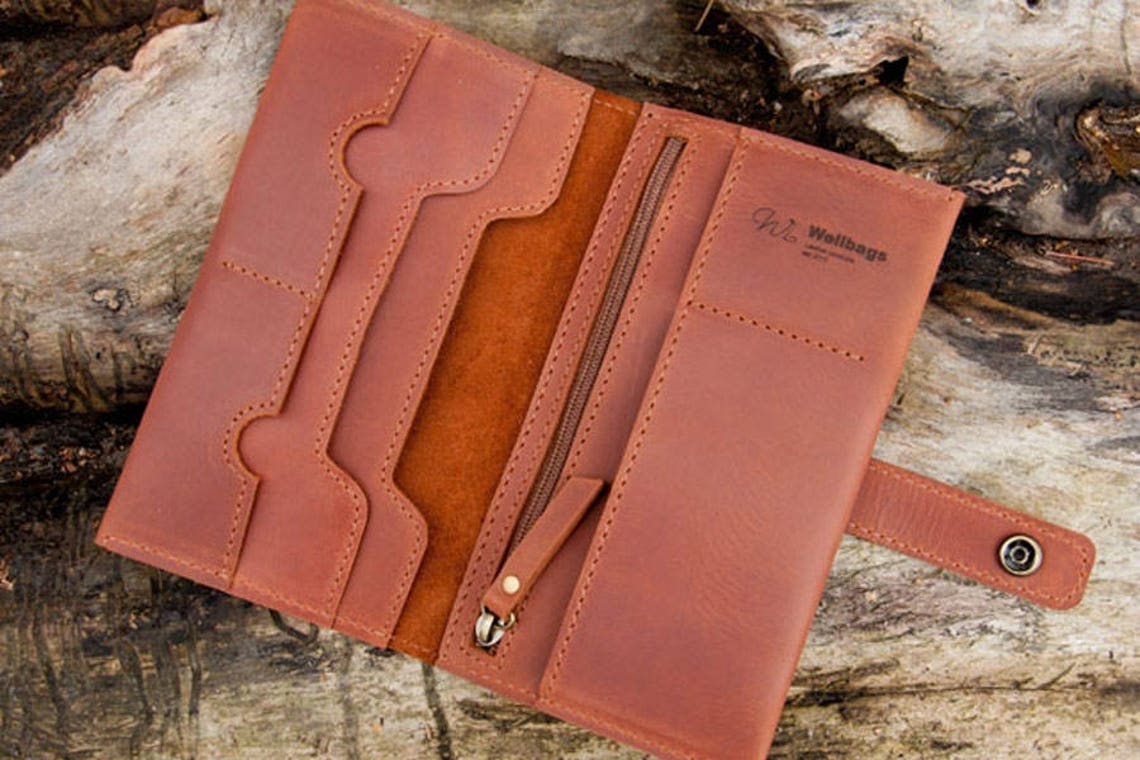 Leather Wallet Woman Travel Wallet Passport Cover Travel Etsy