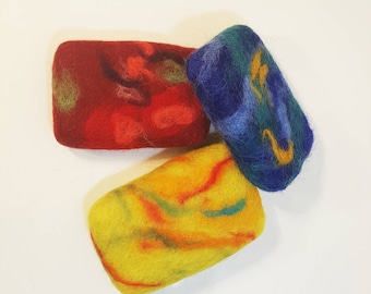 Wool felted soap - sponge (3 pieces)