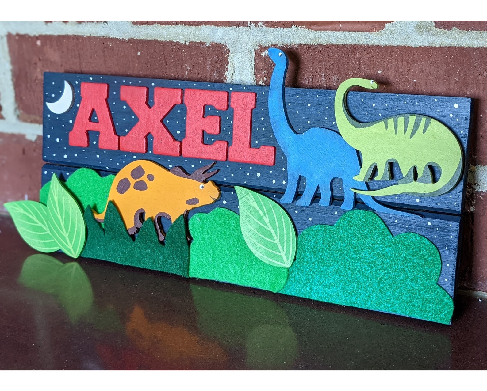 Dinosaur Hand Painted Wooden Kids Name Plate Toddler Kids - Etsy