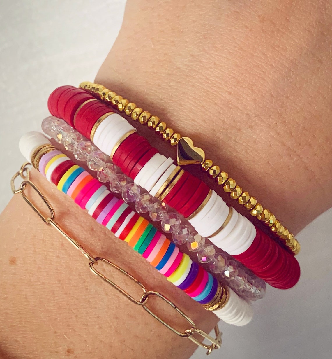 CUSTOM bracelet stack heishi bead bracelet gold bracelet Etsy