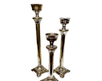 Vintage Candlesticks - Mid Century Candle Holders - Vintage Silverplate Made in India