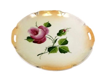 Lusterware Cake Plate Hand Painted - Leuchtenburg By Lehnmann & Sohn - G.A. Porzellanbarikin Porcelain