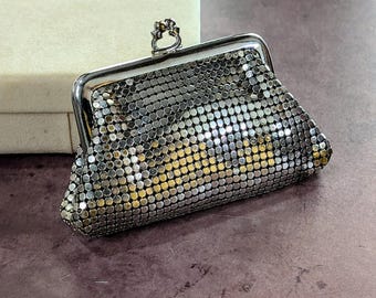 Whiting & Davis Silver Mesh Coin Purse, Ball Snap Closure (see condition notes)