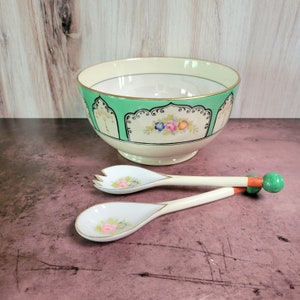 Noritake Rice Bowl With Utensils, Handpainted Japan, 3pc Set