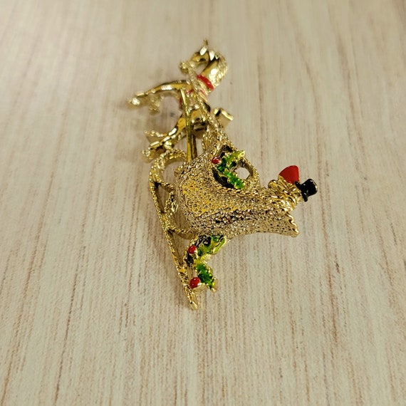 Christmas Sleigh Ride Pin, Signed Gerry - image 8