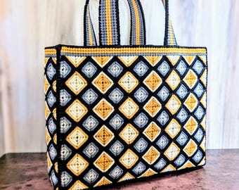 Bolso de mano de crochet vintage de los años 70
